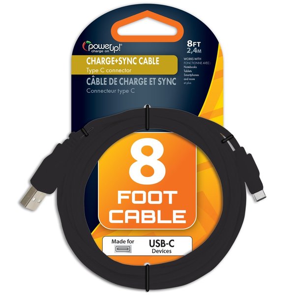 Power Up! USB Cable - 8ft Braided - Type C - Carded 191-05952